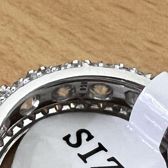 925 STERLING SILVER CZ BAND RING | LUXURY WEDDING RING |‎ 8 | RHODIUM FINISH - Picture 7 of 15